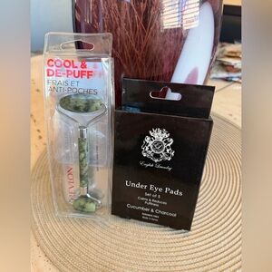 Revlon Jade Facial Roller with English Laundry Black Under Eye Pads Duo